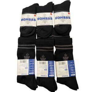 Bombas 6 Pair Mens Large Black Calf Lightweight Socks NEW